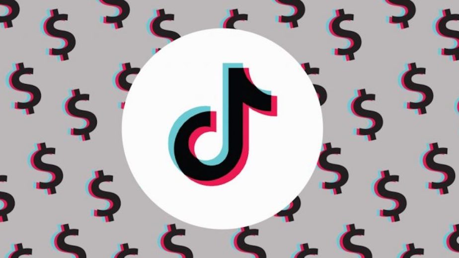 Tiktok logo with dollar signs behind