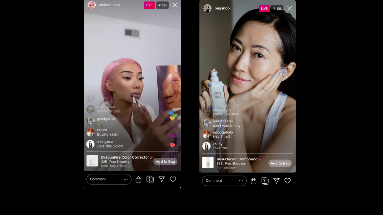 Instagrams livestream shopping sees early beauty adopters