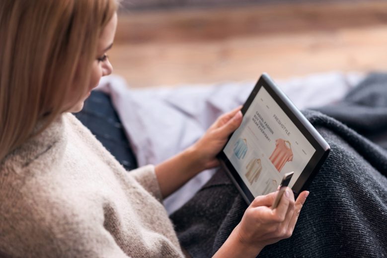 woman on tablet
