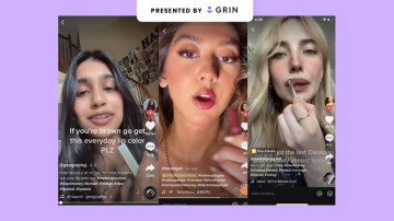 The header image shows a collage of three TikTok screenshots of women using Clinique lipstick.