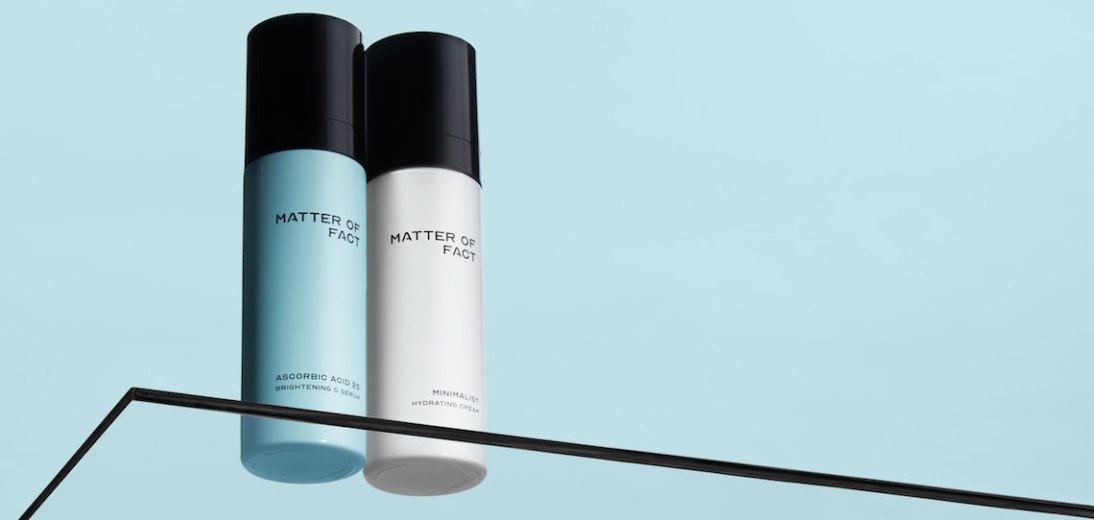 Photograph of two Matter of Fact skincare products.