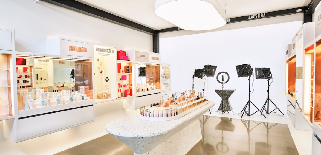 The lead image shows the inside of a Beautycounter studio.