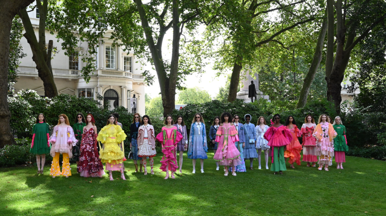 Photograph of a group of women wearing Bora Aksu clothing.