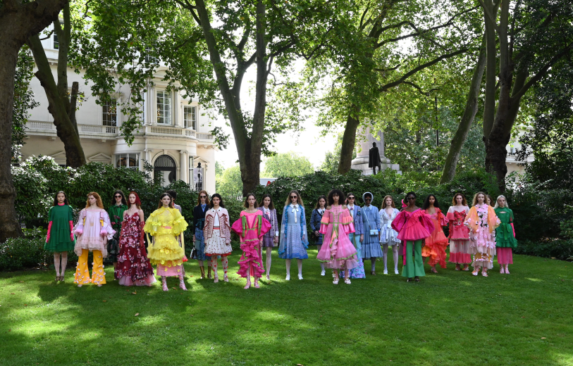 Photograph of a group of women wearing Bora Aksu clothing.