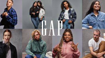 The header image features a grid of people wearing Gap clothing.