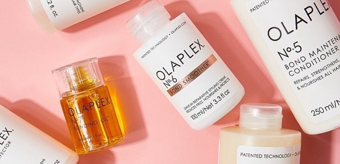 Photograph of various Olaplex products.