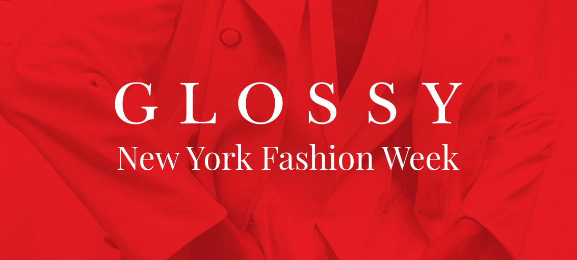 The header image shows the Glossy logo and the text "New York Fashion Week."