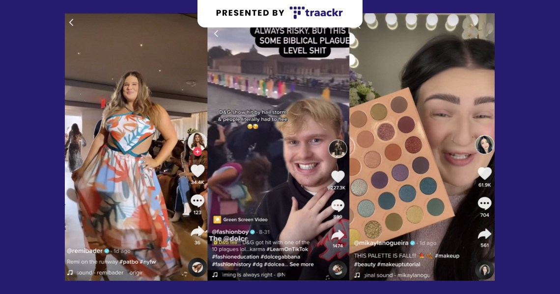 The header image shows TikTok screenshots of people at NYFW.