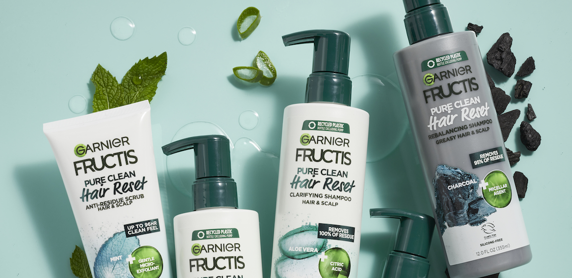 Photograph of a various Garnier Fructis products.