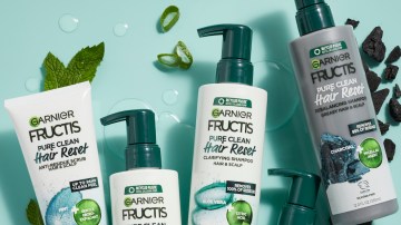 Photograph of a various Garnier Fructis products.