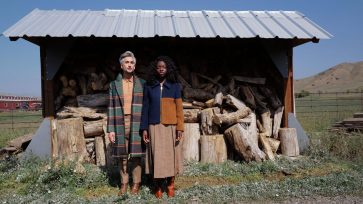Image of Tan France outerwear on models in field