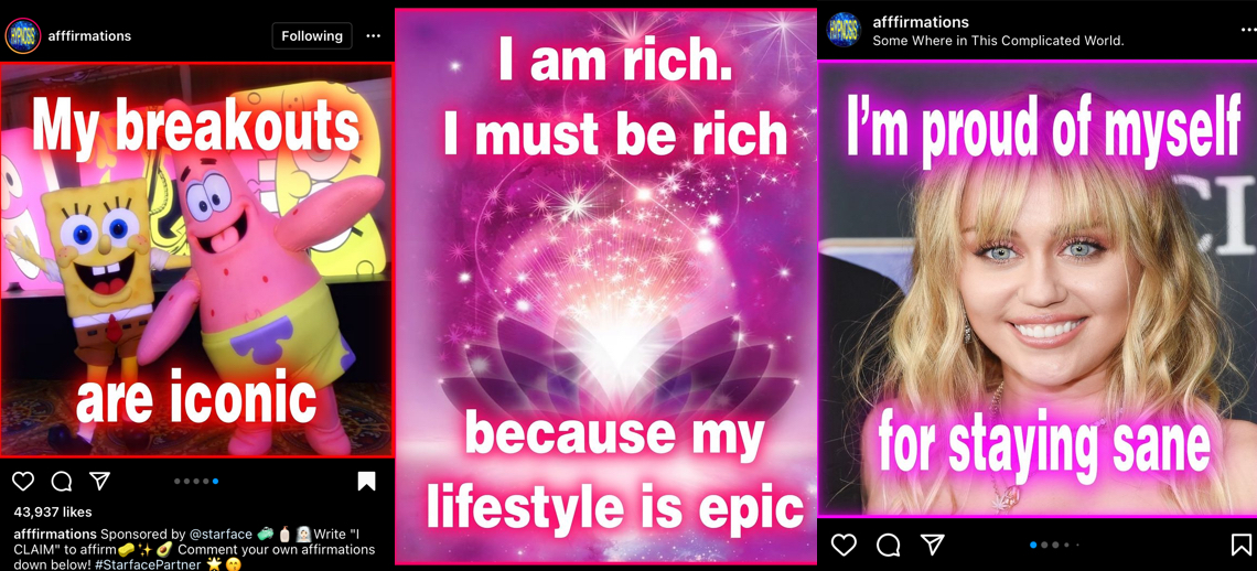 Afffirmations account memes