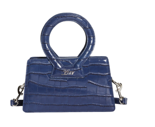BLUE & WHITE EMBOSSED SMALL ANA BAG
