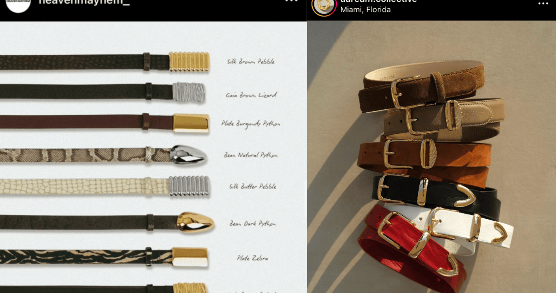 Heaven Mayhem Plate Belt in Gold and Chocolate Brown Suede 