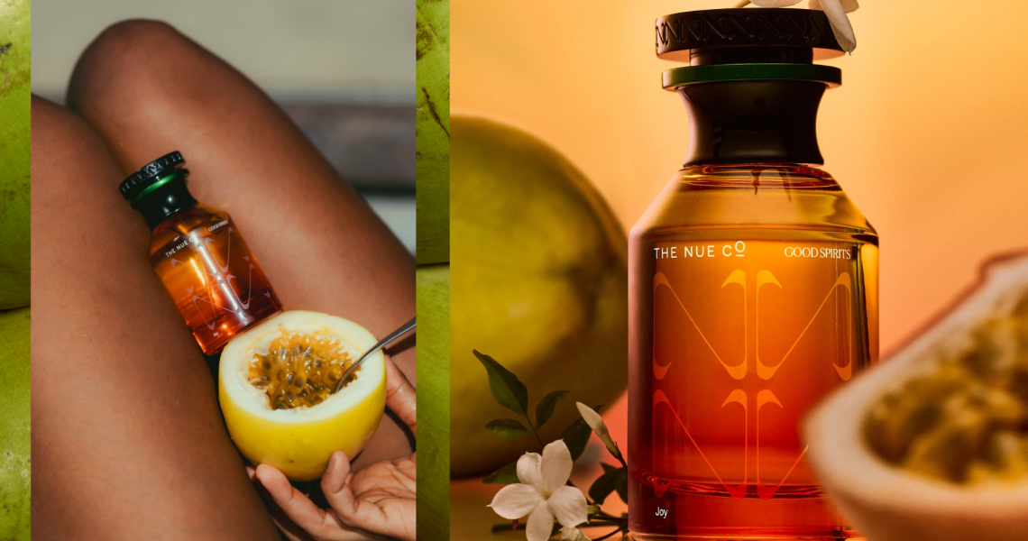 The Nue Co. Good Spirits functional fragrance bottle from its Ulta Beauty launch campaign